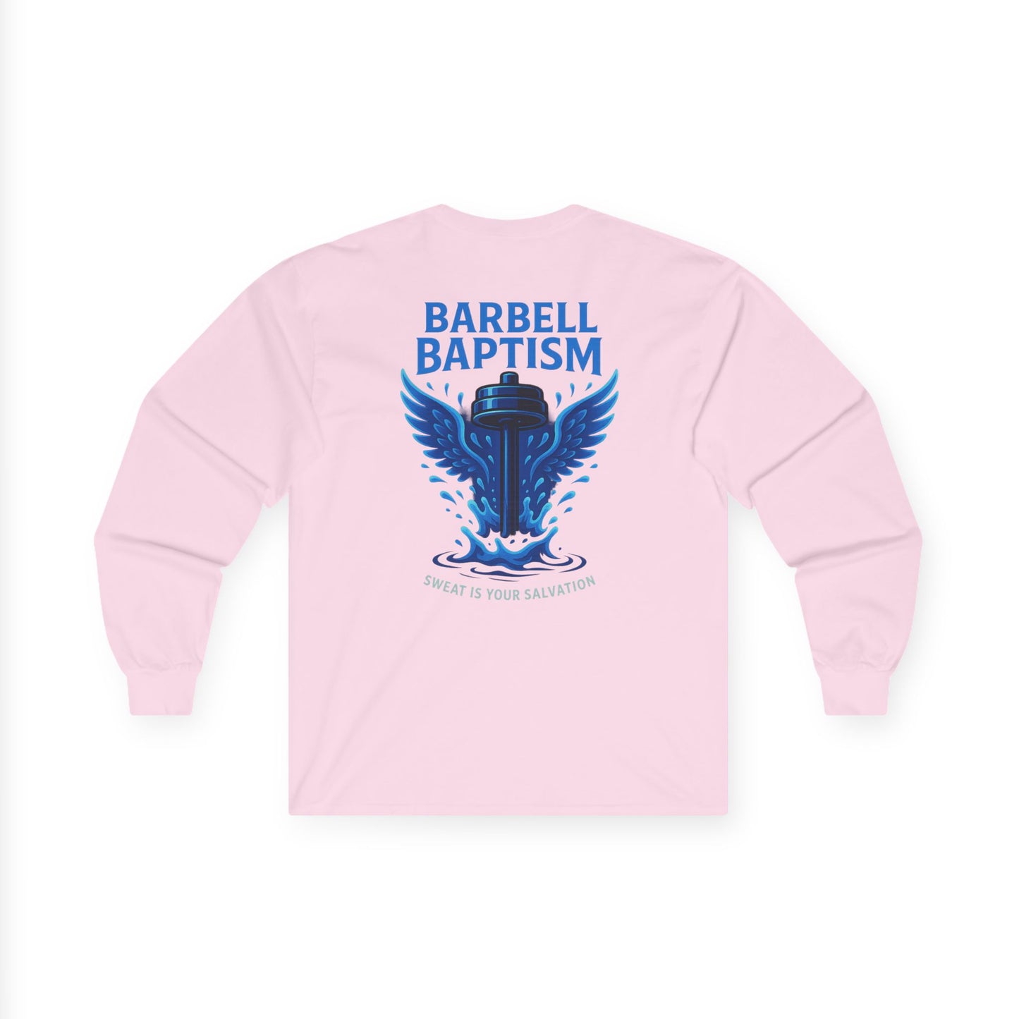 Barbell Baptism Long Sleeve (front logo + back design) – Gym Apparel