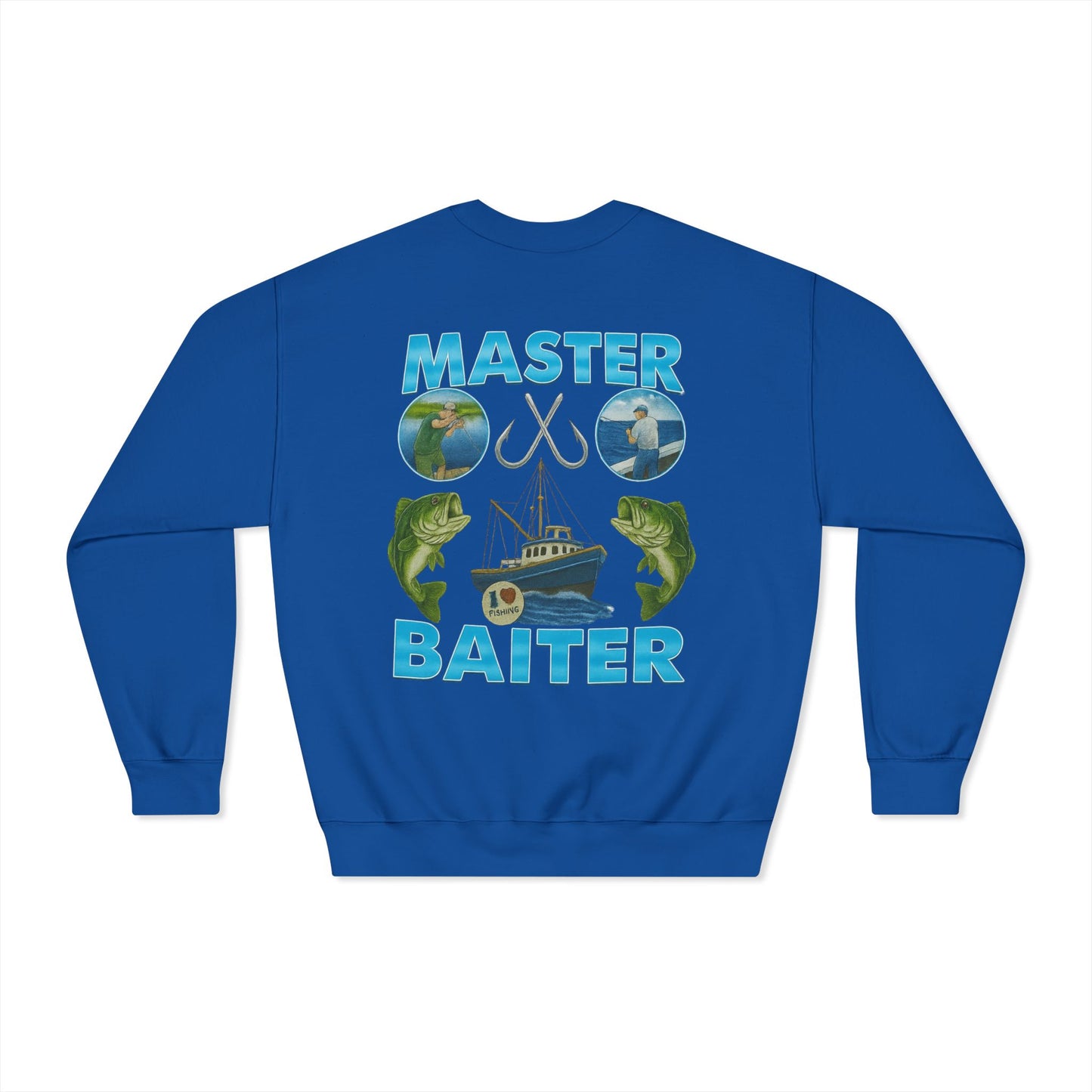 Master Baiter Dryblend Crewneck Sweatshirt (front logo + back design) - Meme Apparel