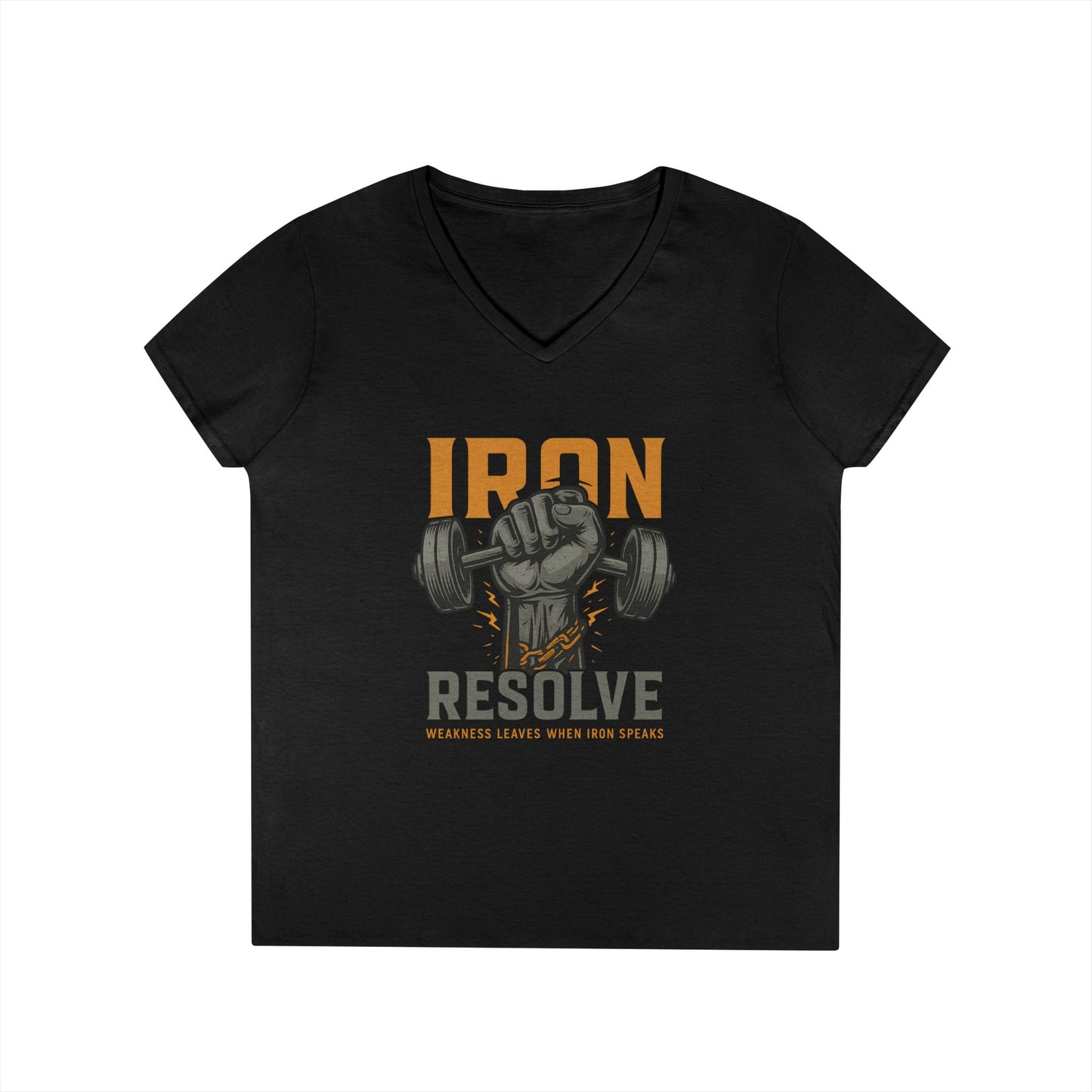 Iron Resolve Ladies' V-Neck T-Shirt (front design) — Gym Apparel