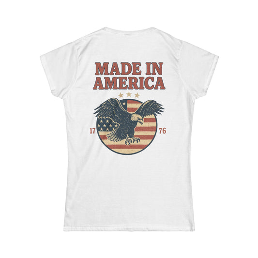 Made in America Tee (front logo + back design) – American Pride Women’s T-Shirt