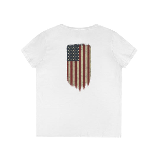 American Flag Tee (front logo + back design) – American Pride Ladies V-Neck