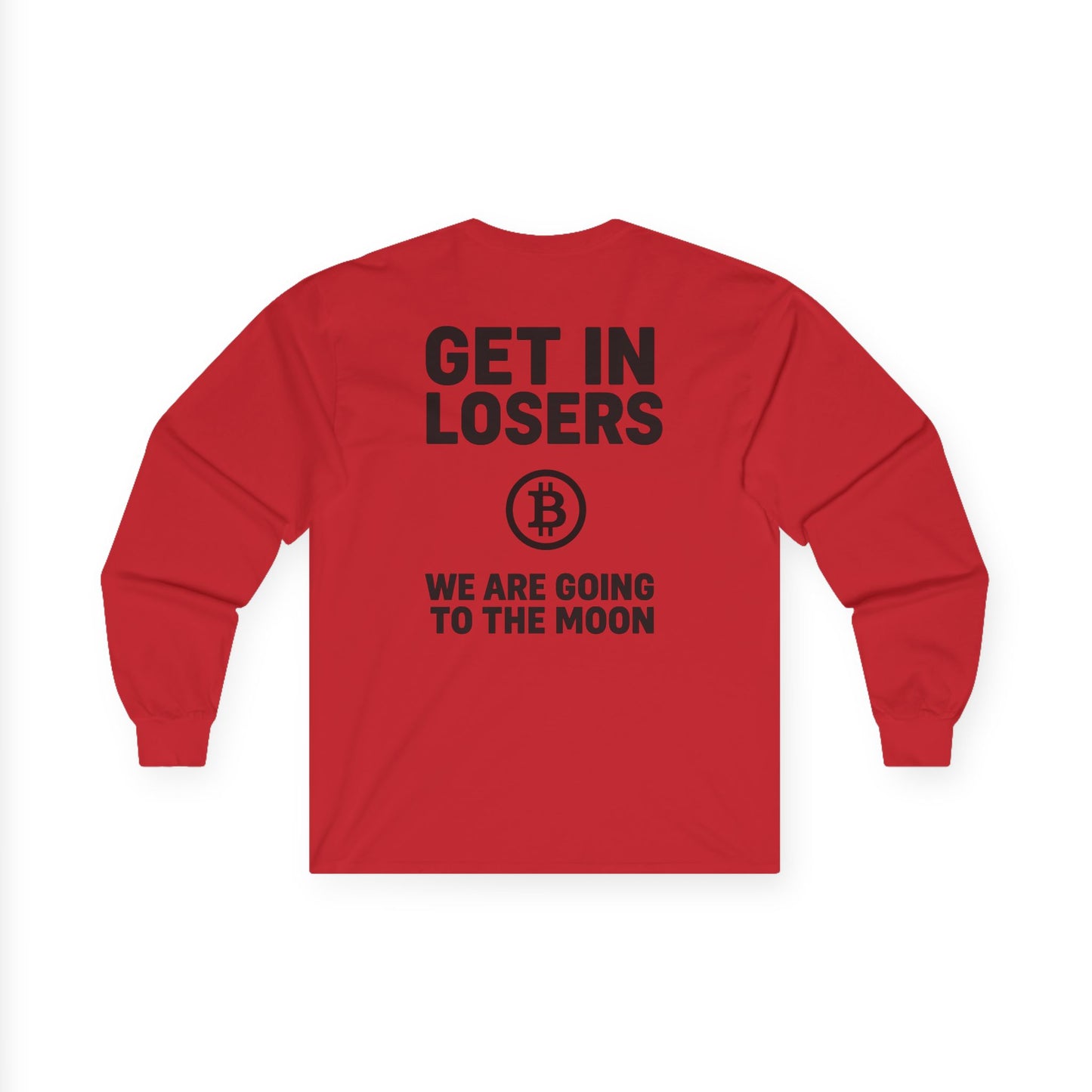 Get In Losers Bitcoin Moon Mission Long Sleeve (front logo + back design) – Investor Apparel