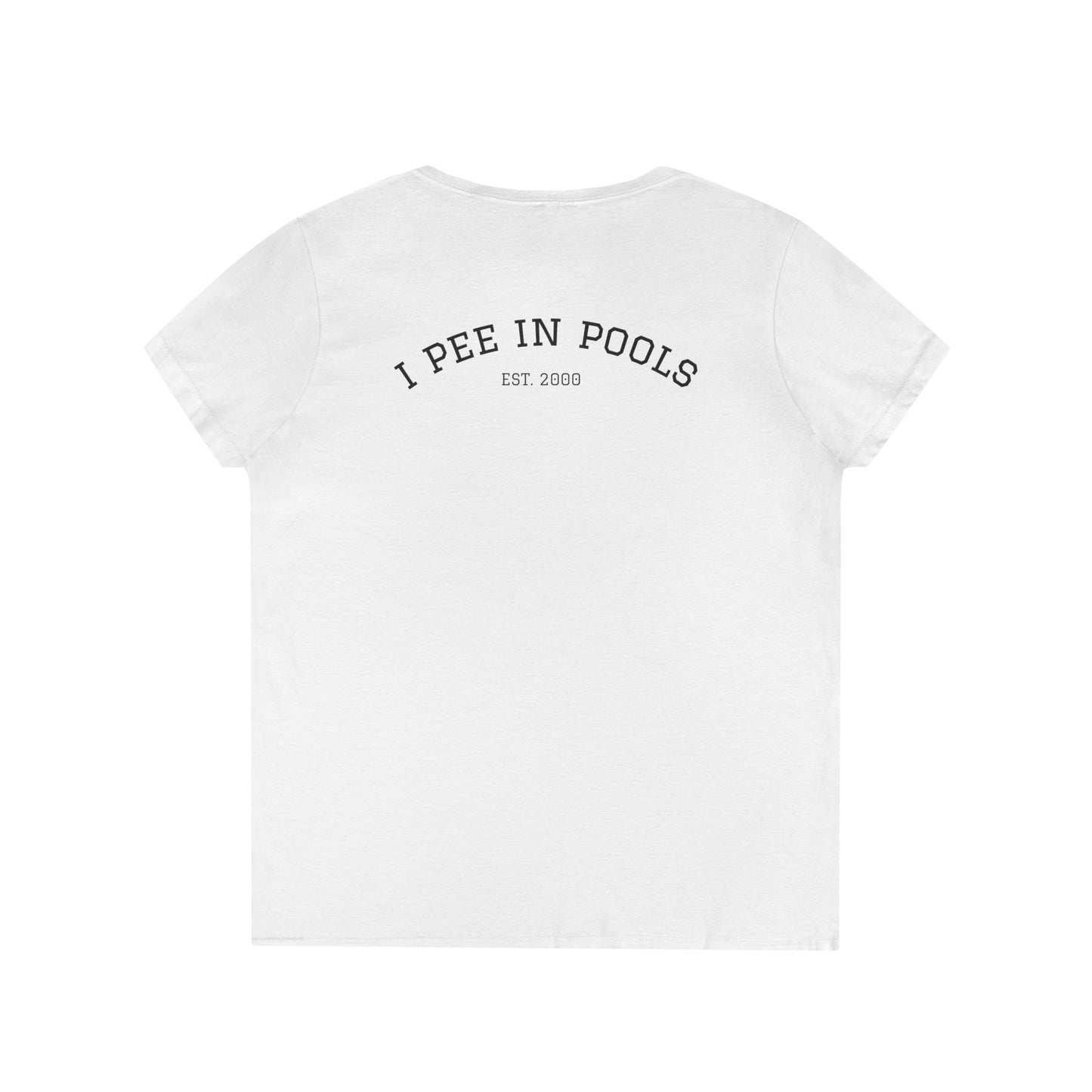 I Pee In Pools V-Neck Tee (front logo + back design) – Meme Apparel