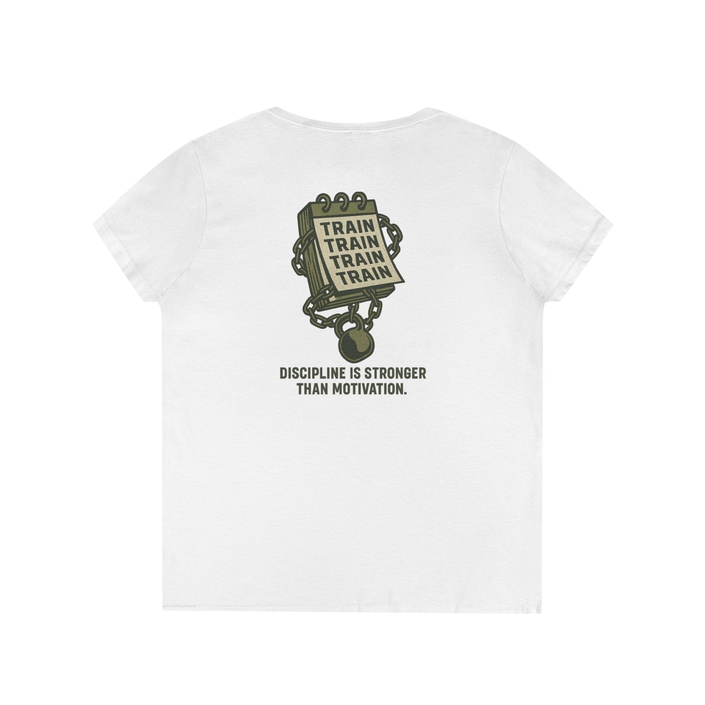 Train, Train, Train V-Neck T-Shirt (front logo + back design) – Gym Apparel