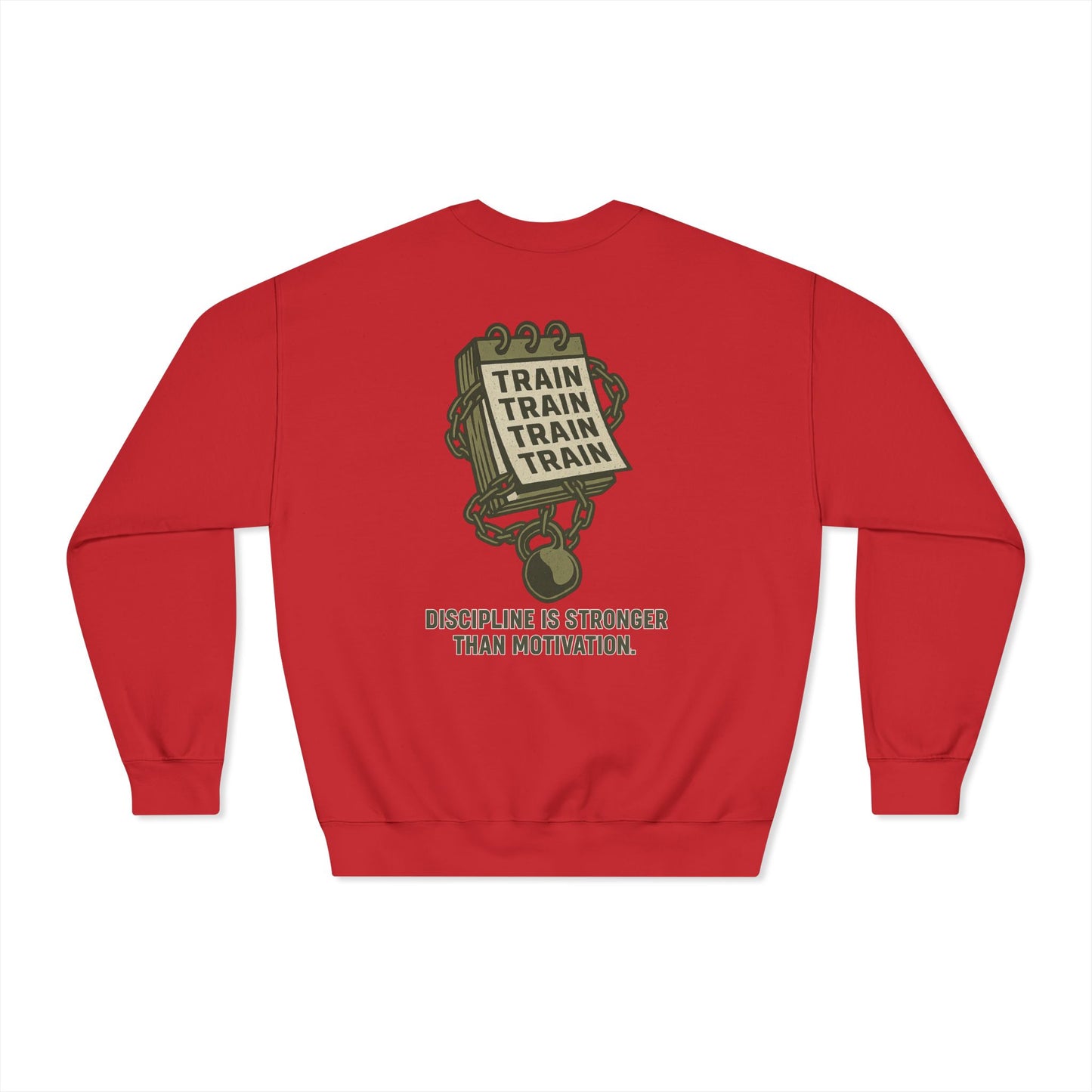 Train, Train, Train DryBlend Crewneck Sweatshirt (front logo + back design) – Gym Apparel