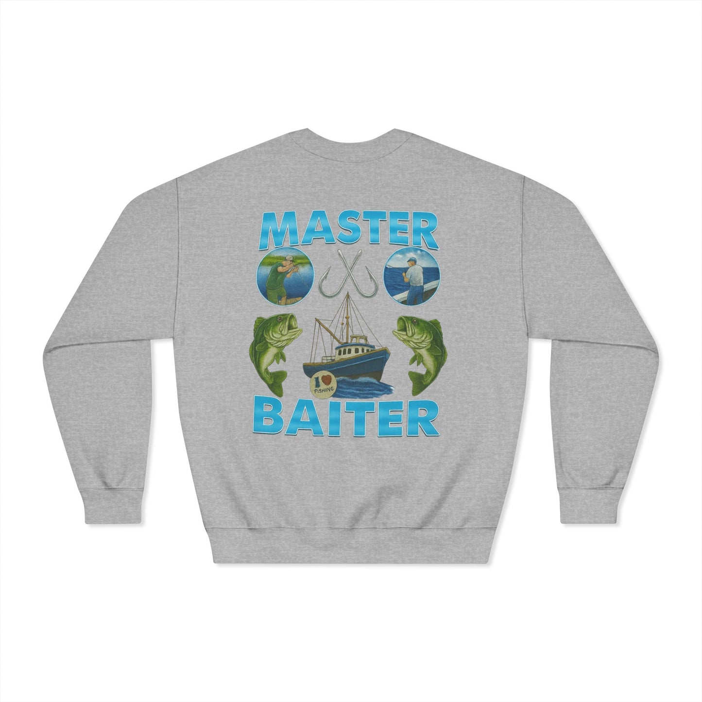 Master Baiter Dryblend Crewneck Sweatshirt (front logo + back design) - Meme Apparel