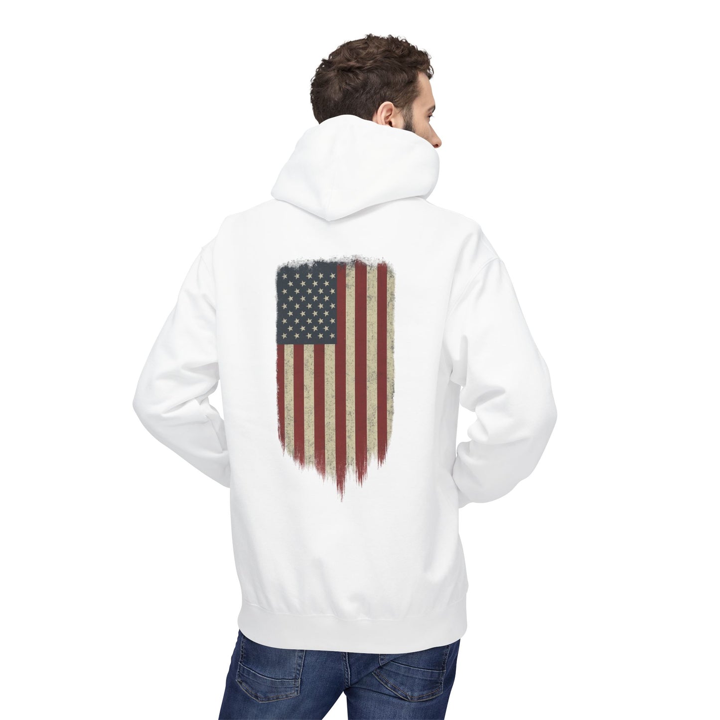 American Flag Hoodie (front logo + back design) – American Pride Pullover