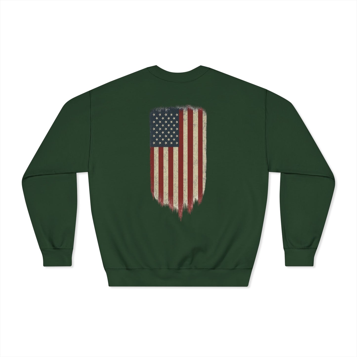 American Flag Crewneck Sweatshirt (front logo + back design) – American Pride Pullover