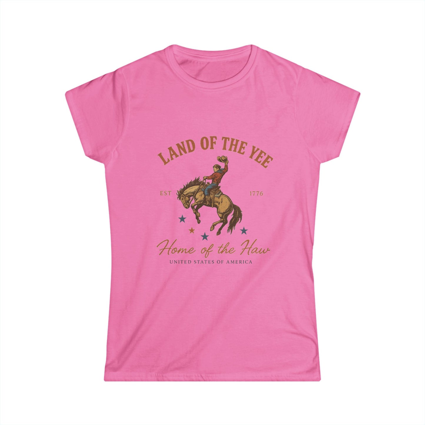 Land of the Yee, Home of the Haw Womens Tee (front design) – American Pride Shirt