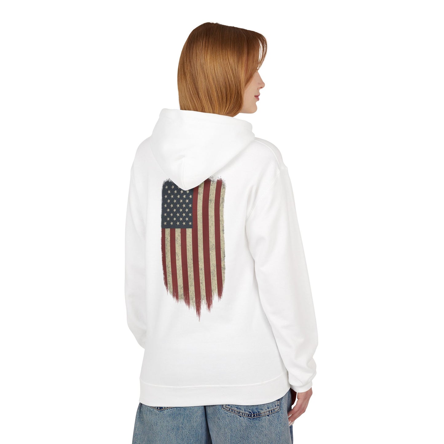 American Flag Hoodie (front logo + back design) – American Pride Pullover
