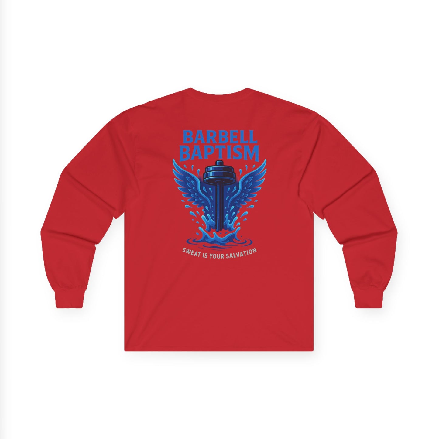Barbell Baptism Long Sleeve (front logo + back design) – Gym Apparel
