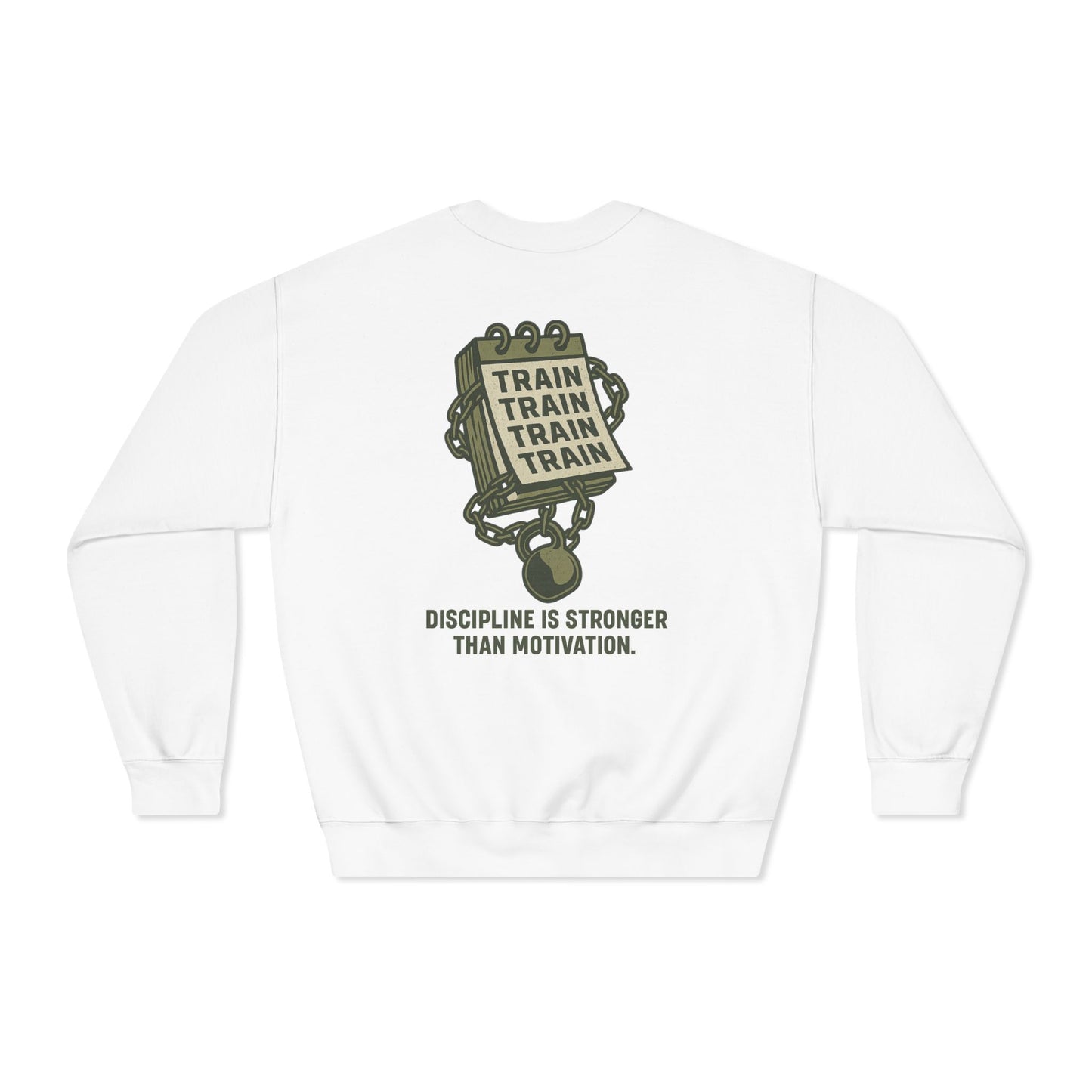 Train, Train, Train DryBlend Crewneck Sweatshirt (front logo + back design) – Gym Apparel