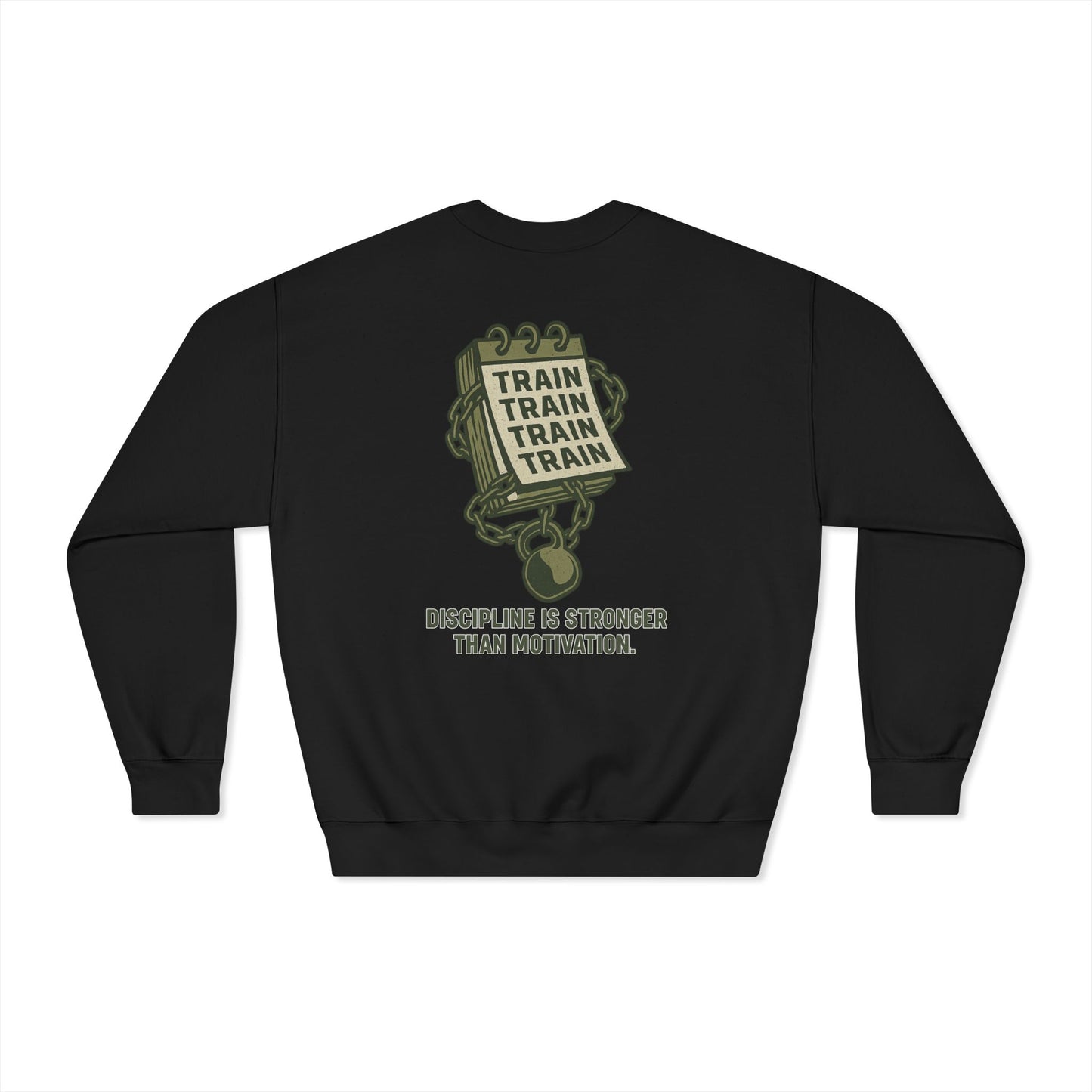 Train, Train, Train DryBlend Crewneck Sweatshirt (front logo + back design) – Gym Apparel