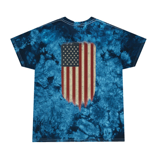 American Flag Tie-Dye Tee (front logo + back design) – American Pride Shirt
