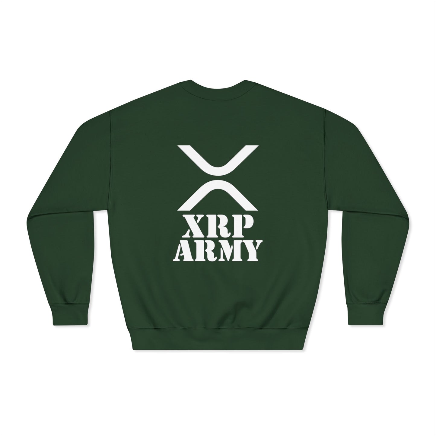 XRP Army Crewneck Sweatshirt (front logo + back design) – Crypto Vault Pullover