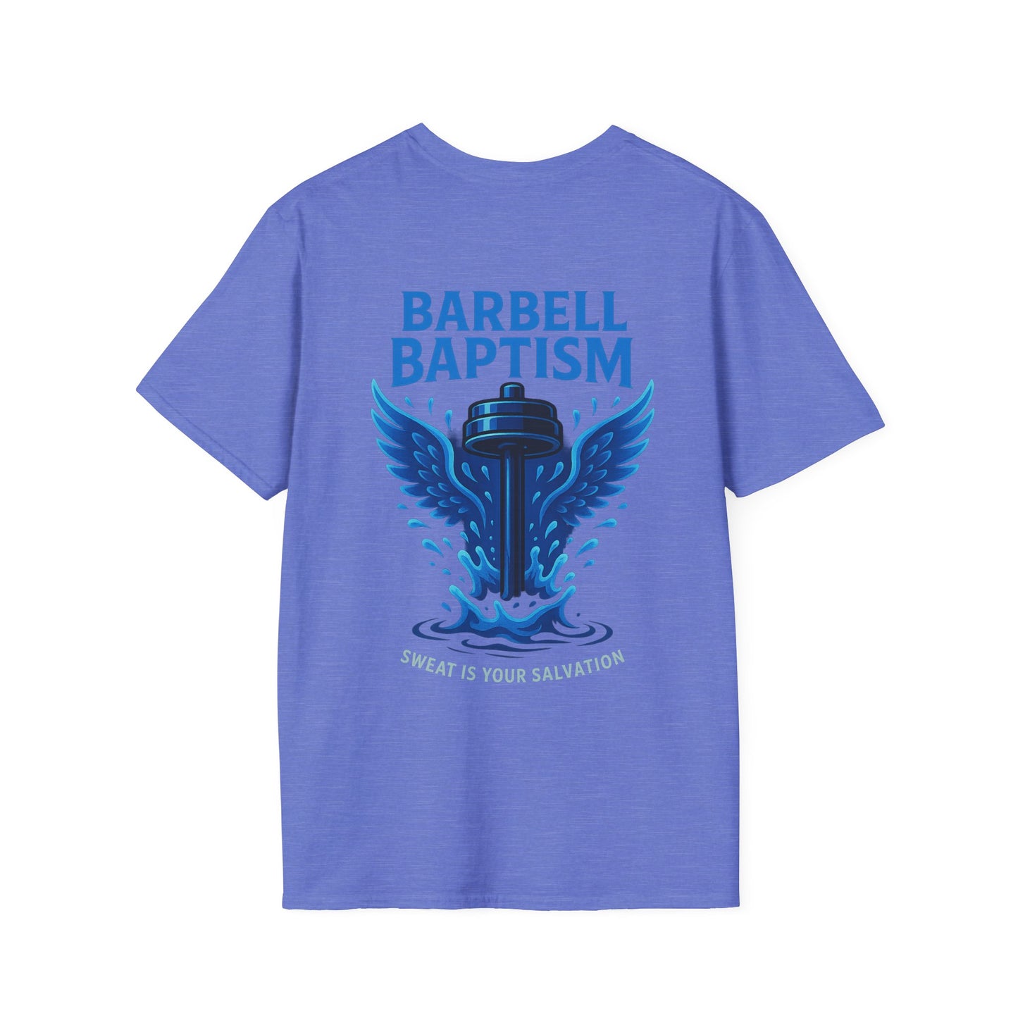 Barbell Baptism T-Shirt (front logo + back design) – Gym Apparel
