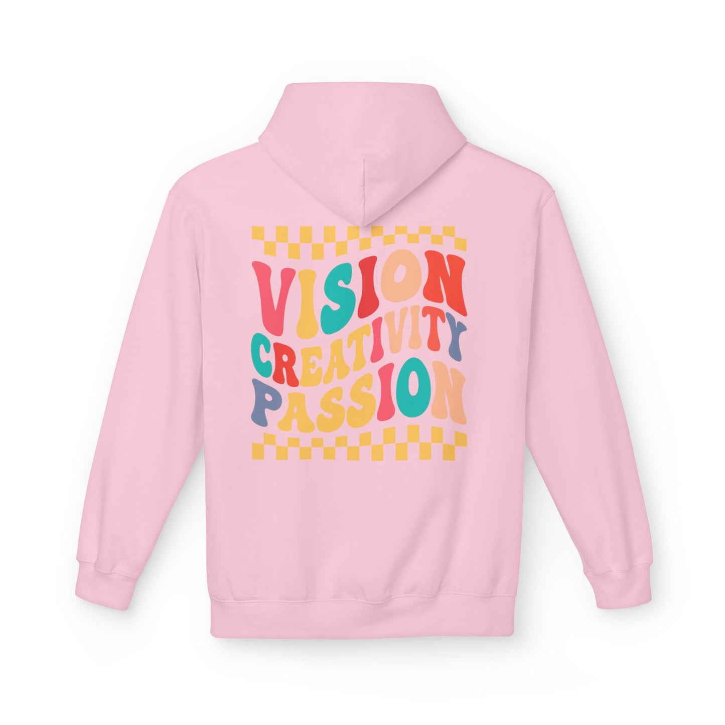 Vision Creativity Passion Midweight Softstyle Fleece Hoodie (front logo + back design) - Meme Apparel