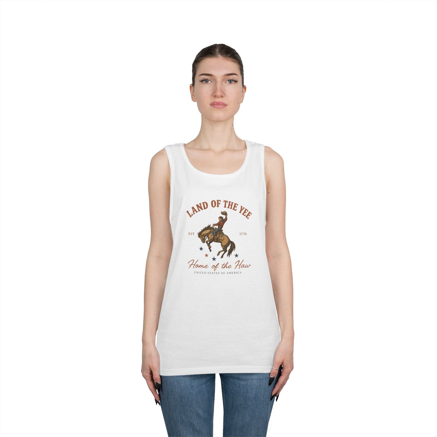 Land of the Yee, Home of the Haw Tank Top (front design) – American Pride Shirt