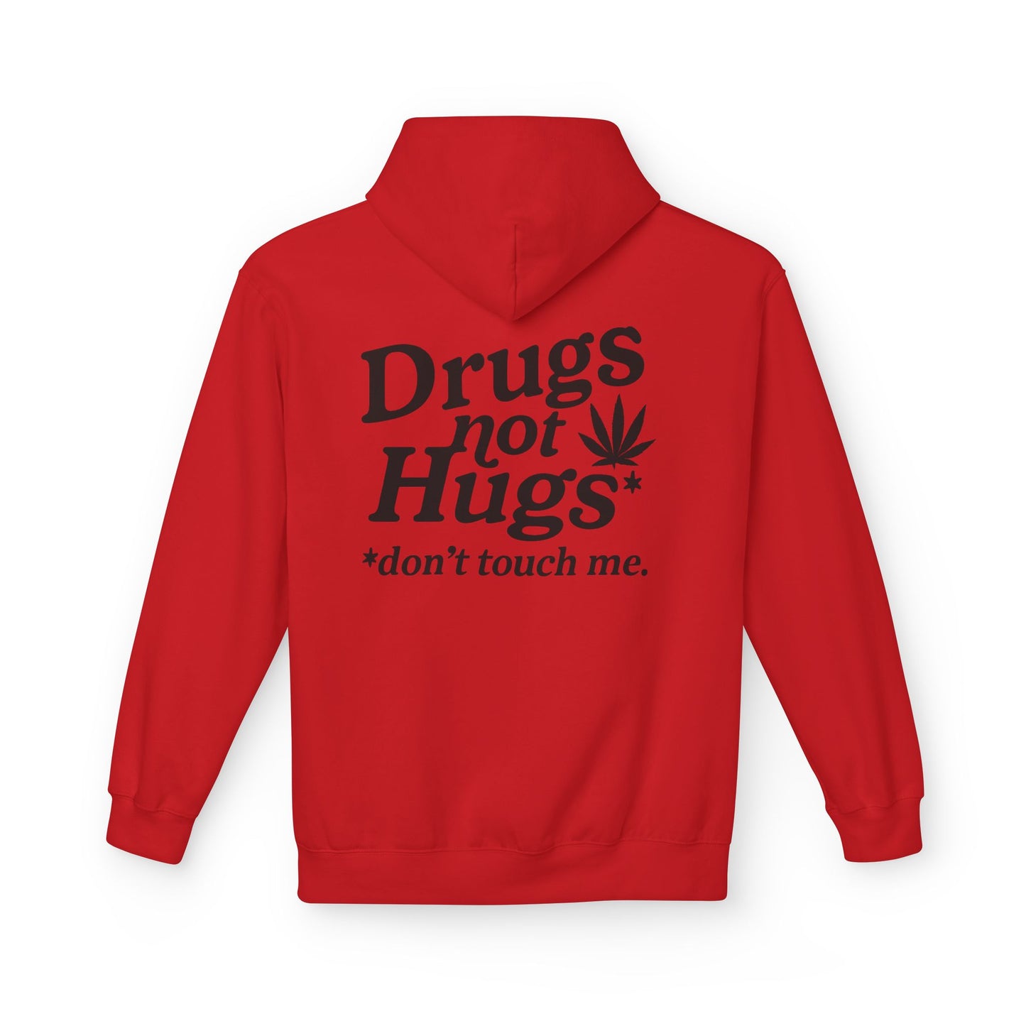 Drugs Not Hugs Midweight Softstyle Fleece Hoodie (front logo + back design) - Meme Apparel