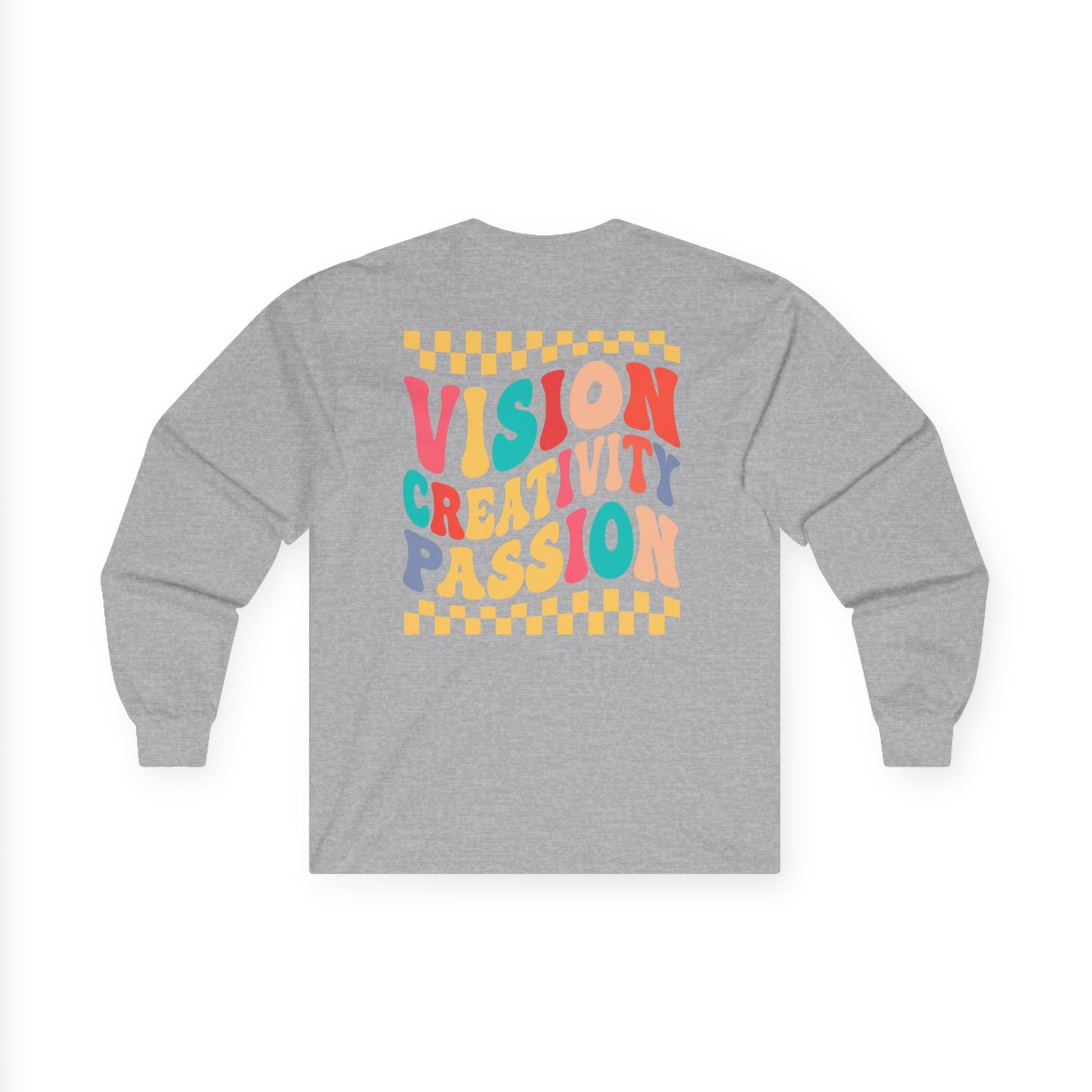 Vision Creativity Passion Long Sleeve Tee (front logo + back design) – Meme Culture Shirt