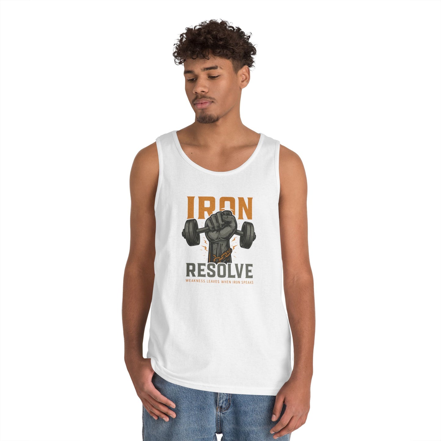 Iron Resolve Tank Top (front design) – Gym Apparel