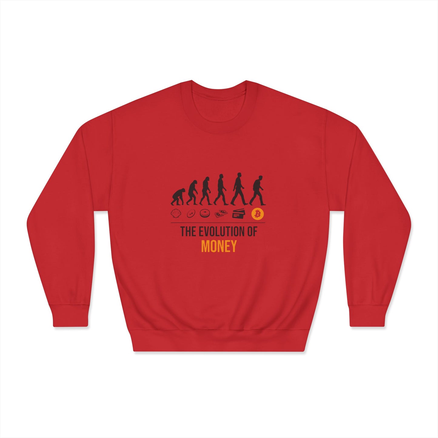 The Evolution of Money Crewneck Sweatshirt (front design) – Crypto Vault Pullover