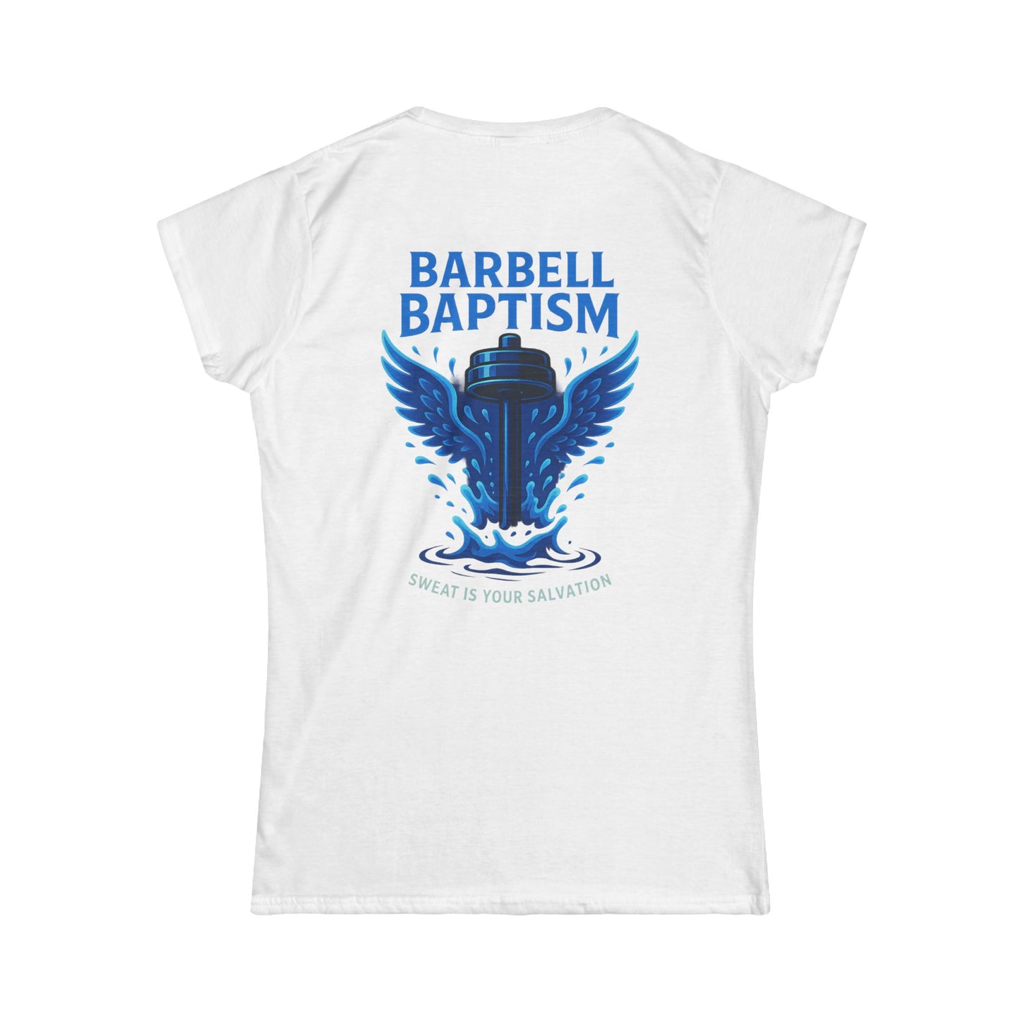 Barbell Baptism Women's Tee (front logo + back design) – Gym Apparel