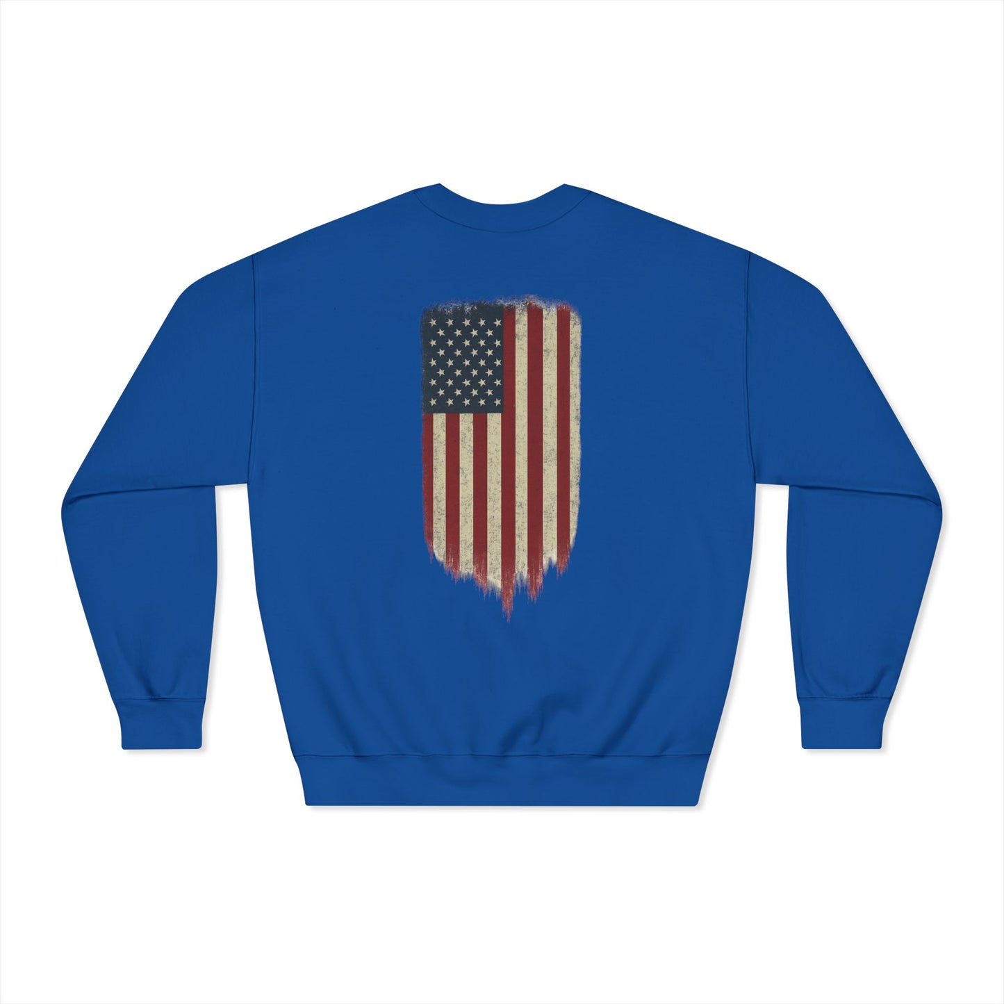 American Flag Crewneck Sweatshirt (front logo + back design) – American Pride Pullover