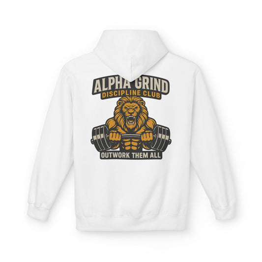 Alpha Grind Midweight Softstyle Fleece Hoodie (front logo + back design) – Gym Apparel