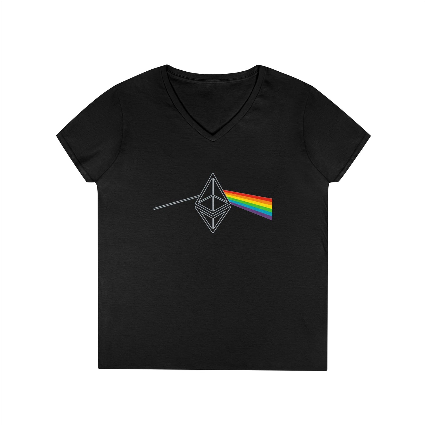 Ethereum Dark Side of the Moon V-Neck Tee (front design) – Crypto Vault Shirt