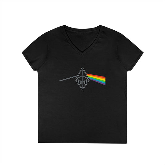 Ethereum Dark Side of the Moon V-Neck Tee (front design) – Crypto Vault Shirt