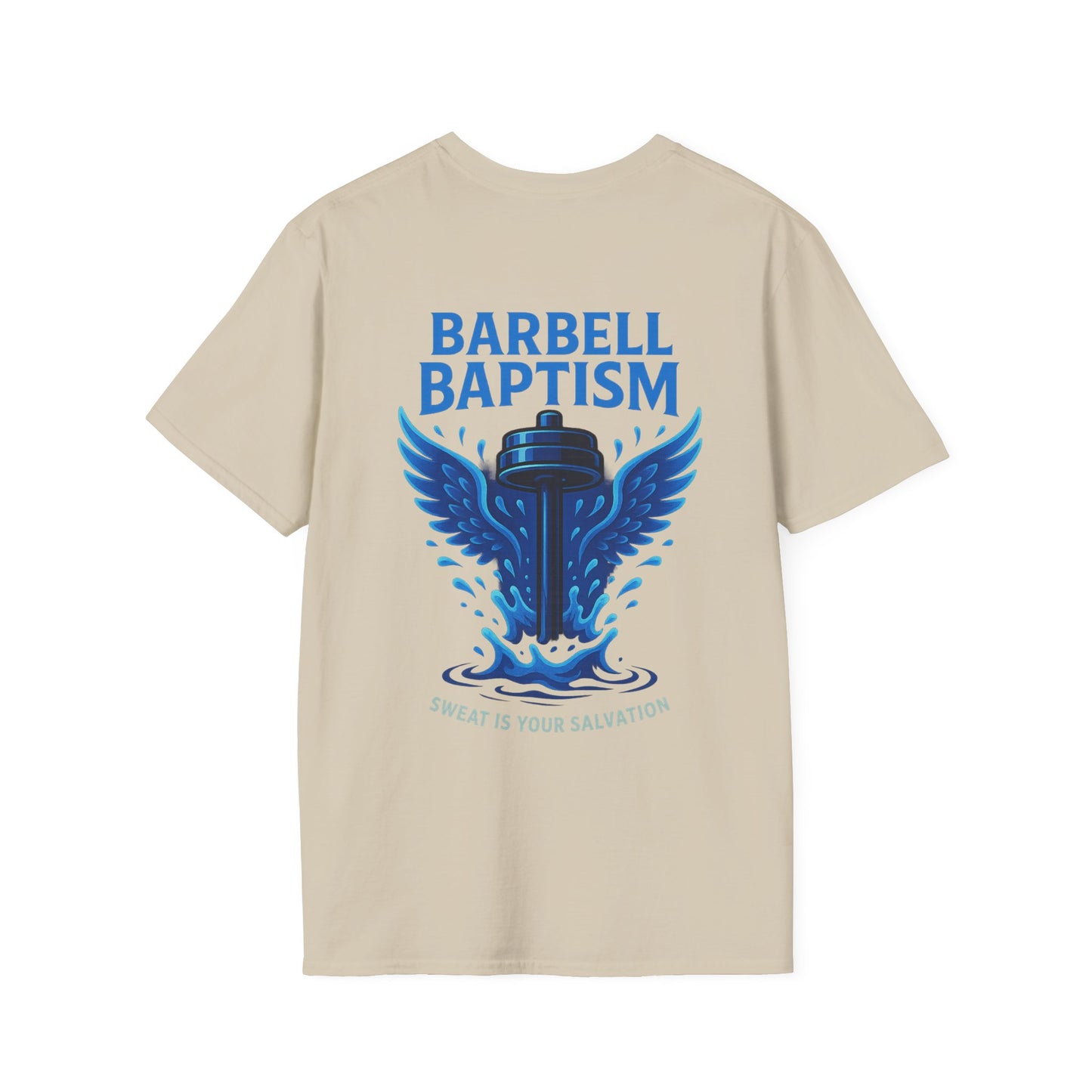 Barbell Baptism T-Shirt (front logo + back design) – Gym Apparel