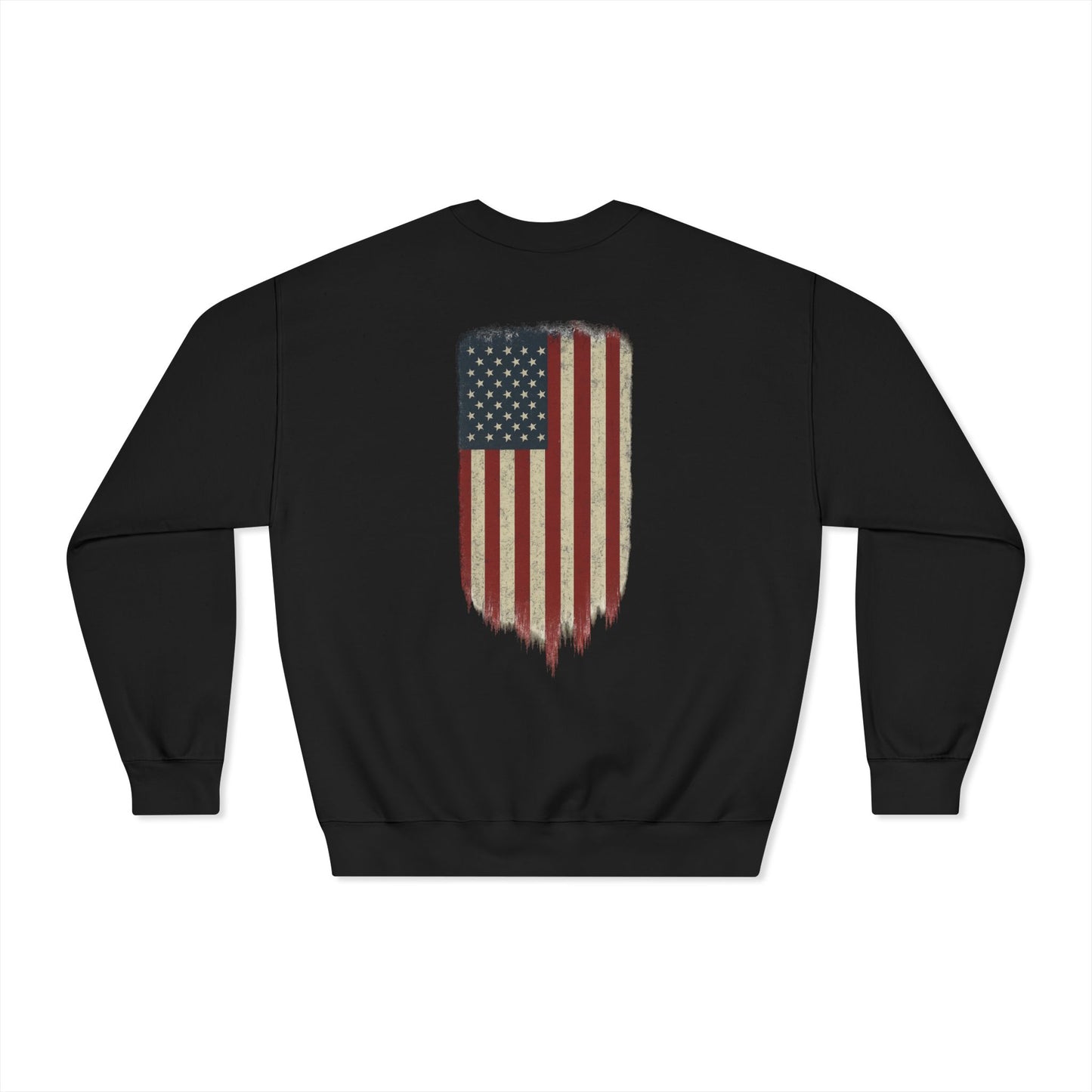 American Flag Crewneck Sweatshirt (front logo + back design) – American Pride Pullover