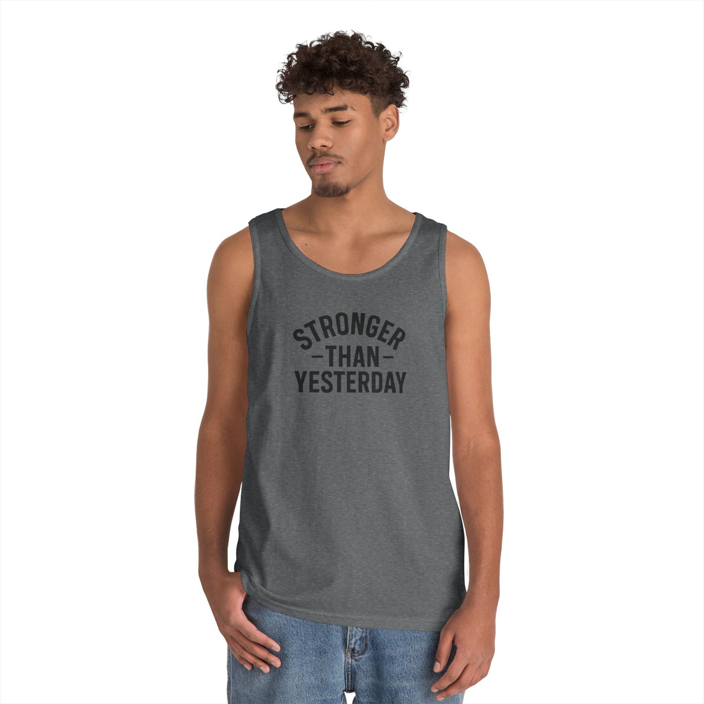 Stronger Than Yesterday Tank Top (front design) – Discipline Club Shirt
