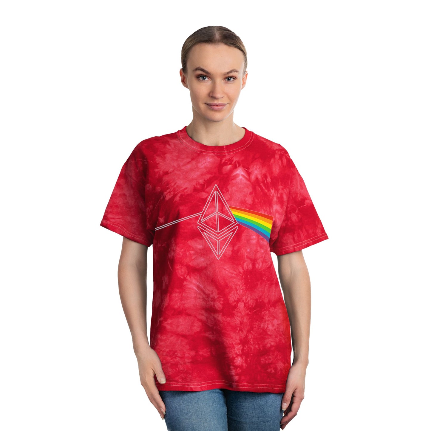 Ethereum Dark Side of the Moon Tie-Dye Tee (front design) – Crypto Vault Shirt
