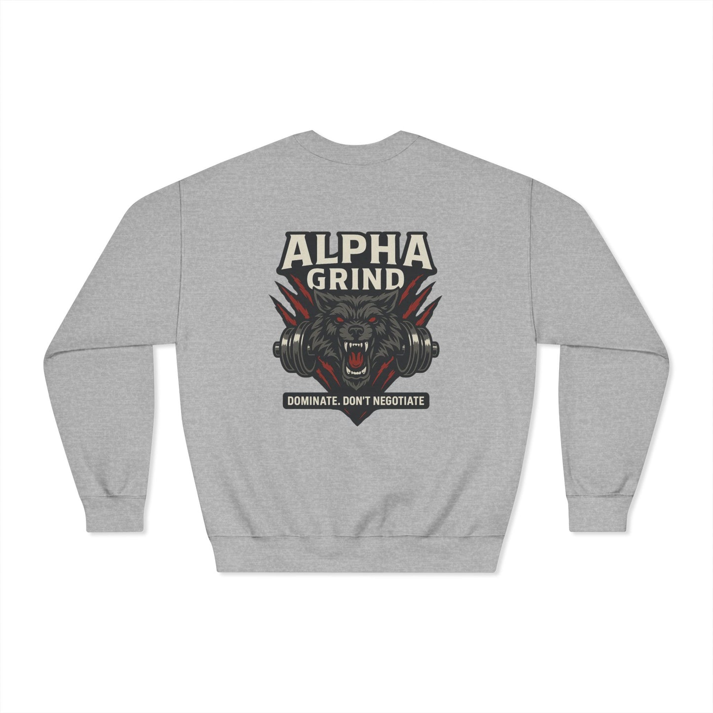 Dominate DryBlend Crewneck Sweatshirt (front logo + back design) – Gym Apparel