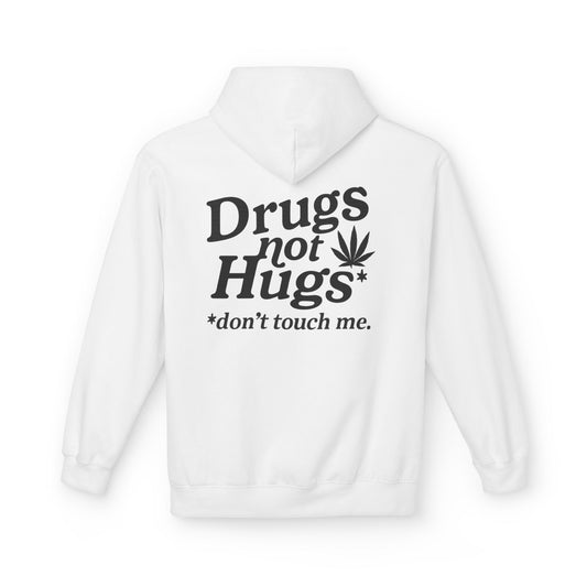 Drugs Not Hugs Midweight Softstyle Fleece Hoodie (front logo + back design) - Meme Apparel