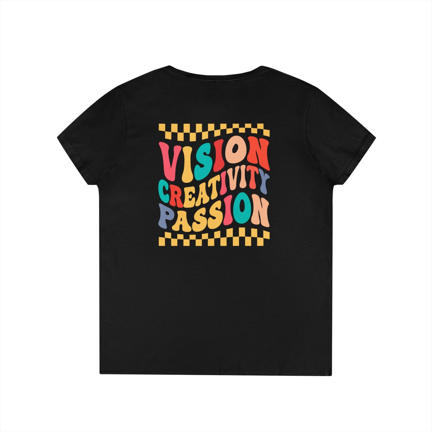 Vision Creativity Passion V-Neck Tee (front logo + back design) – Meme Culture Shirt