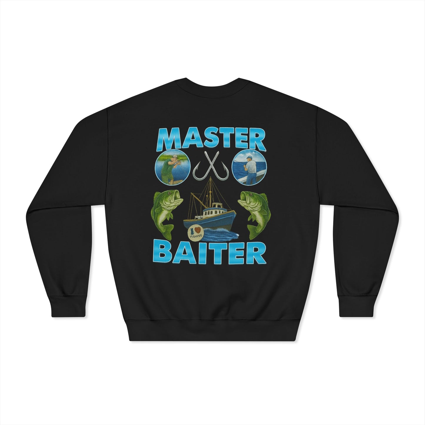 Master Baiter Dryblend Crewneck Sweatshirt (front logo + back design) - Meme Apparel