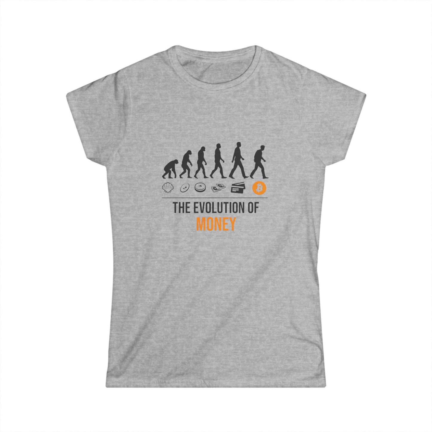 The Evolution of Money Tee (front design) – Crypto Vault Women’s Shirt