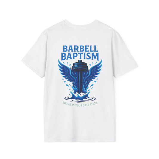 Barbell Baptism T-Shirt (front logo + back design) – Gym Apparel