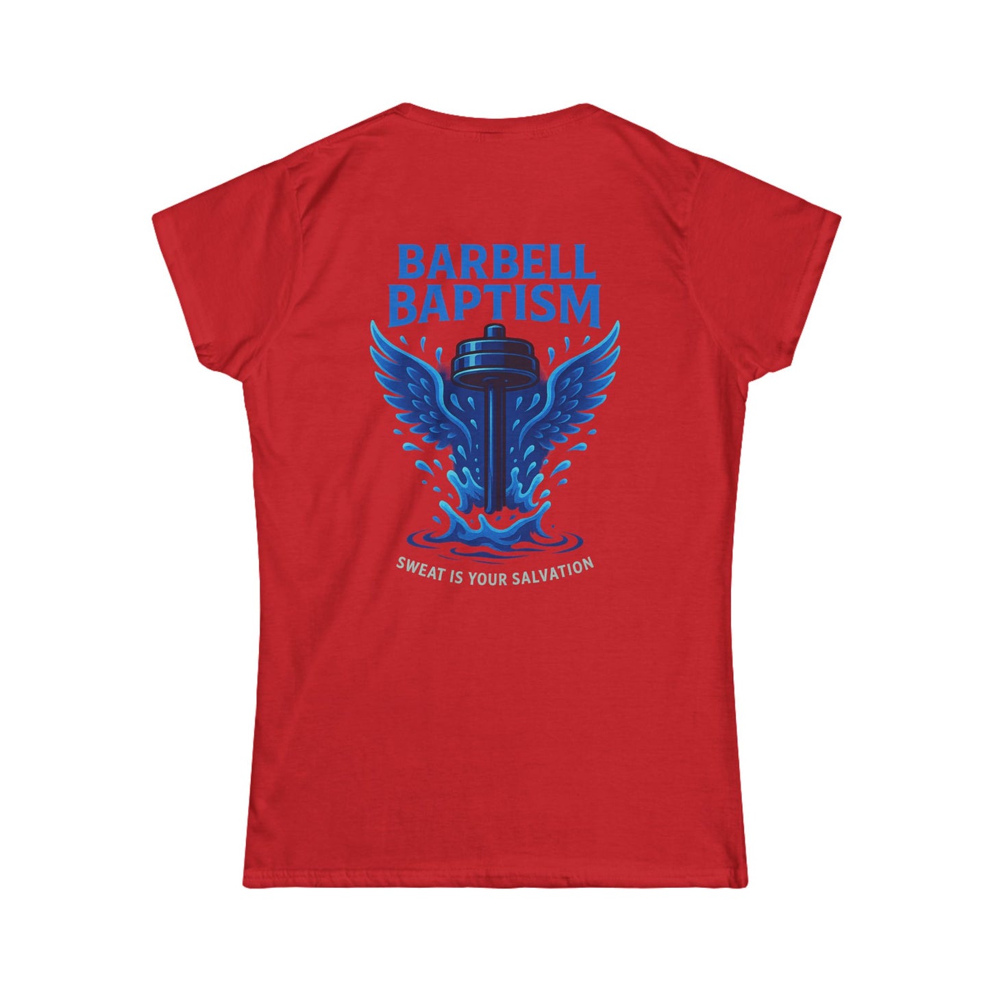 Barbell Baptism Women's Tee (front logo + back design) – Gym Apparel
