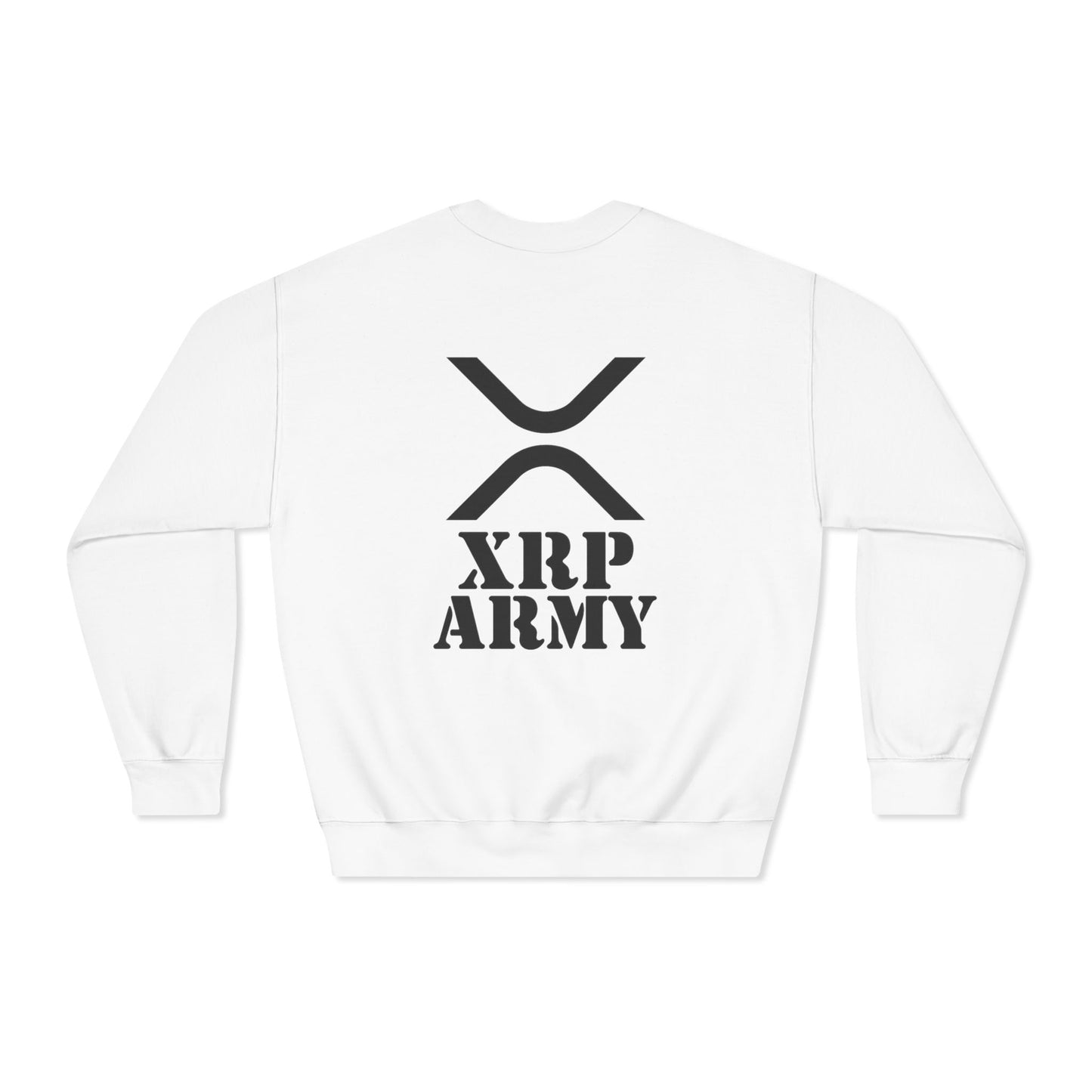 XRP Army Crewneck Sweatshirt (front logo + back design) – Crypto Vault Pullover