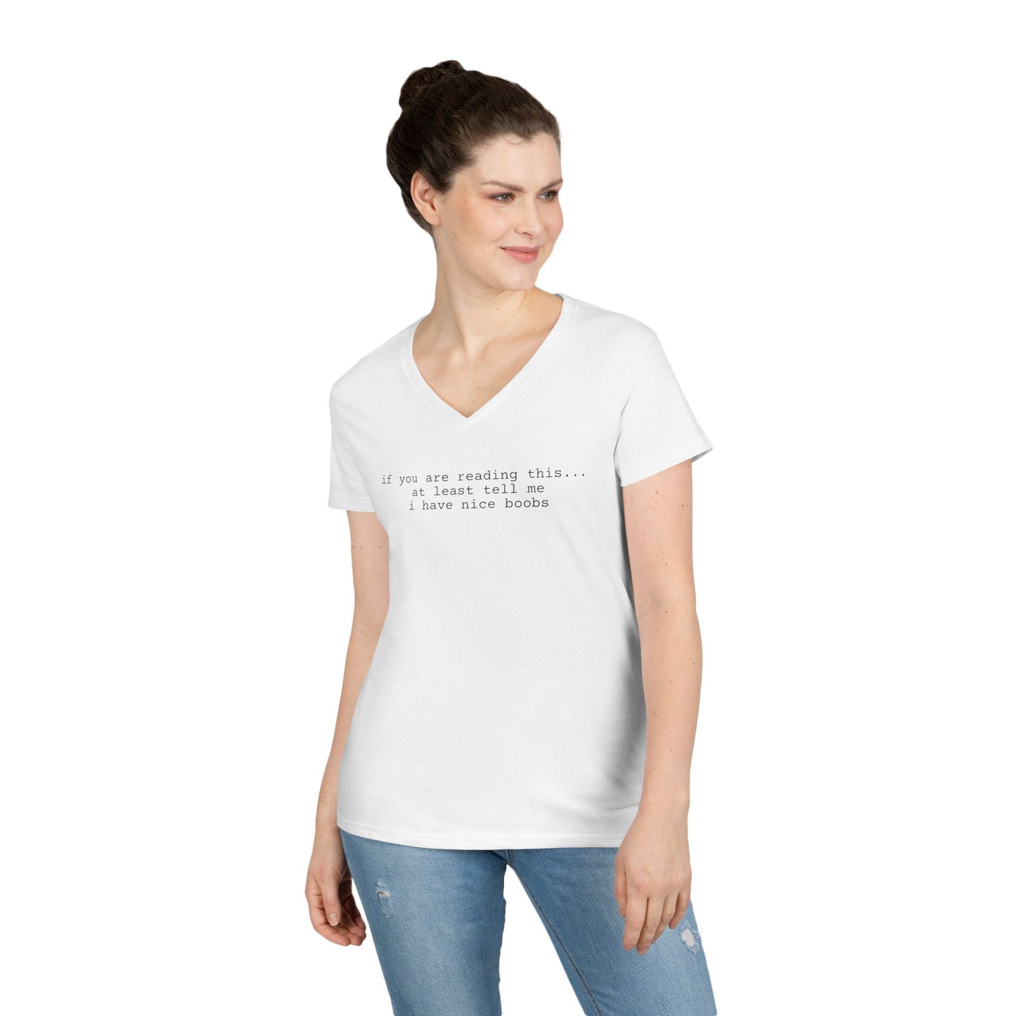 Nice Boobs V-Neck Tee (front design) – Meme Apparel