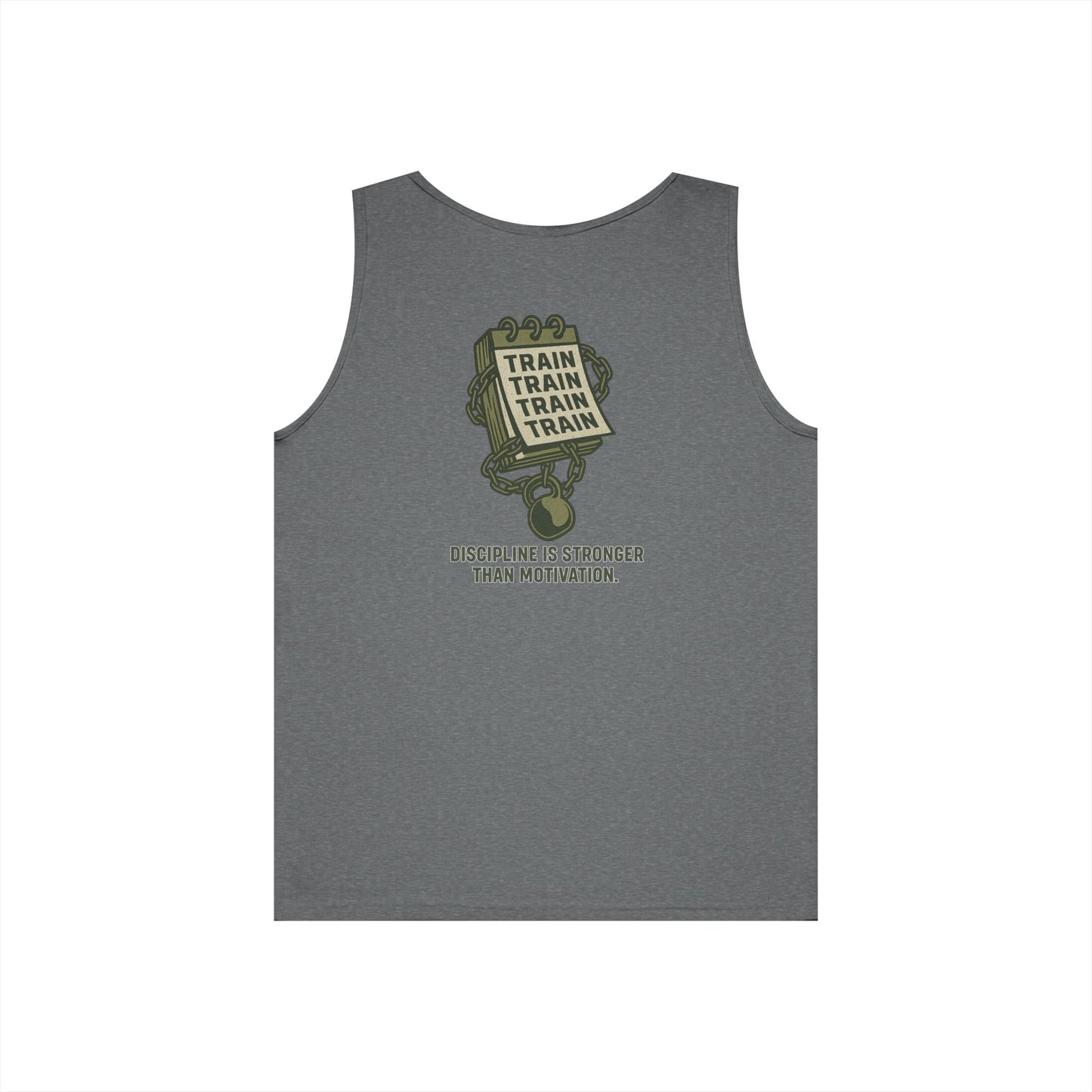 Train, Train, Train Tank Top (front logo + back design) – Gym Apparel