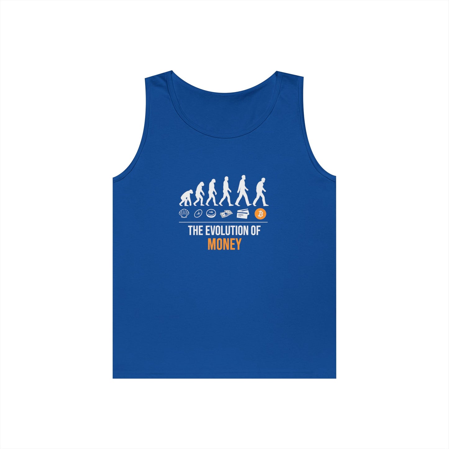 The Evolution of Money Tank Top (front design) – Crypto Vault Shirt