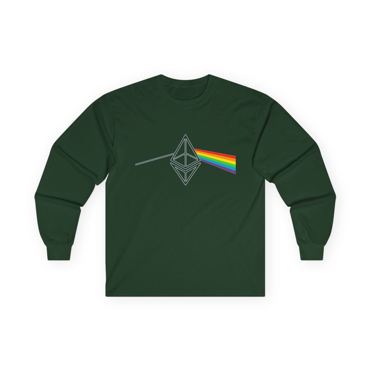 Ethereum Dark Side of the Moon Long Sleeve Tee (front design) – Crypto Vault Shirt