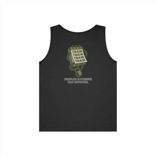 Train, Train, Train Tank Top (front logo + back design) – Gym Apparel