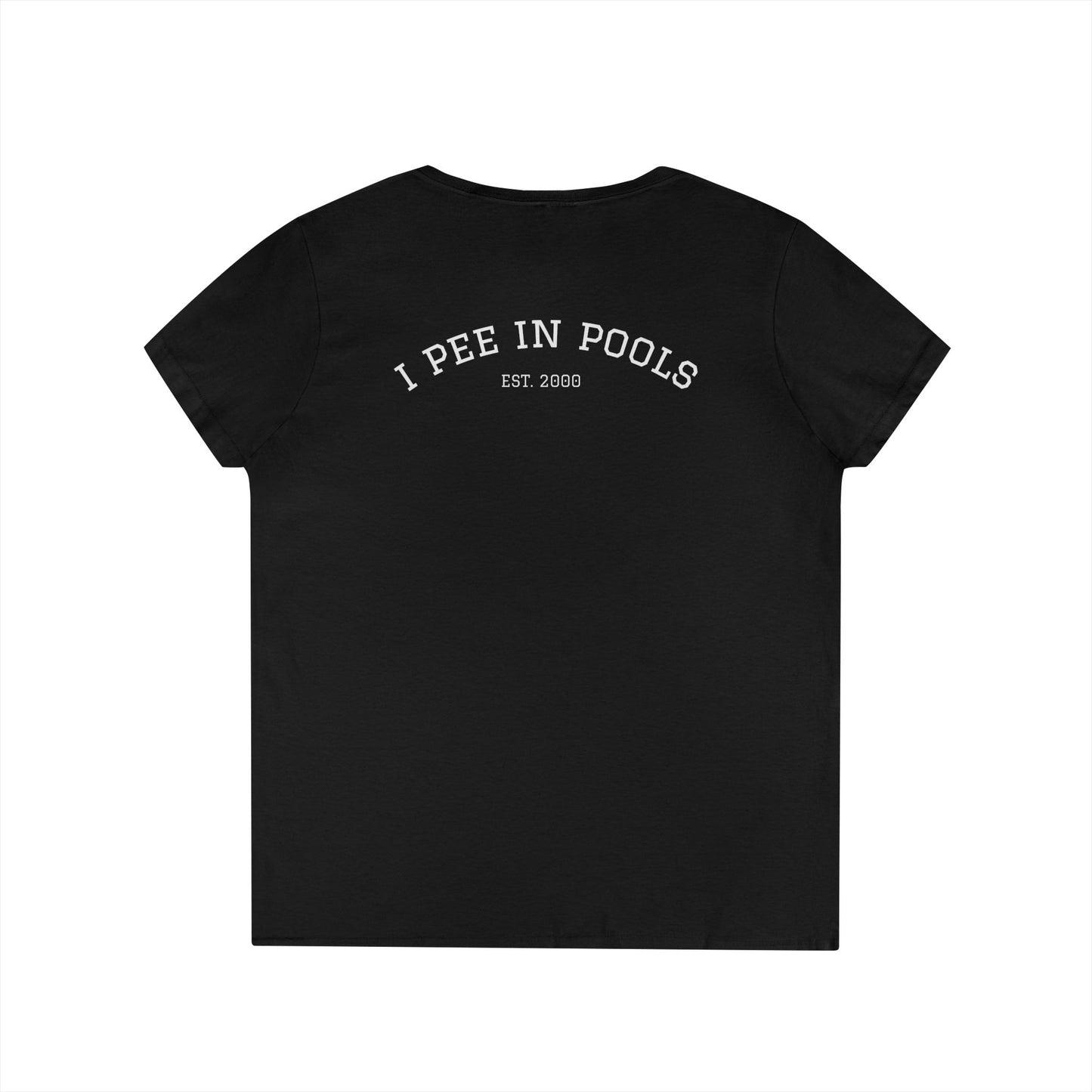 I Pee In Pools V-Neck Tee (front logo + back design) – Meme Apparel