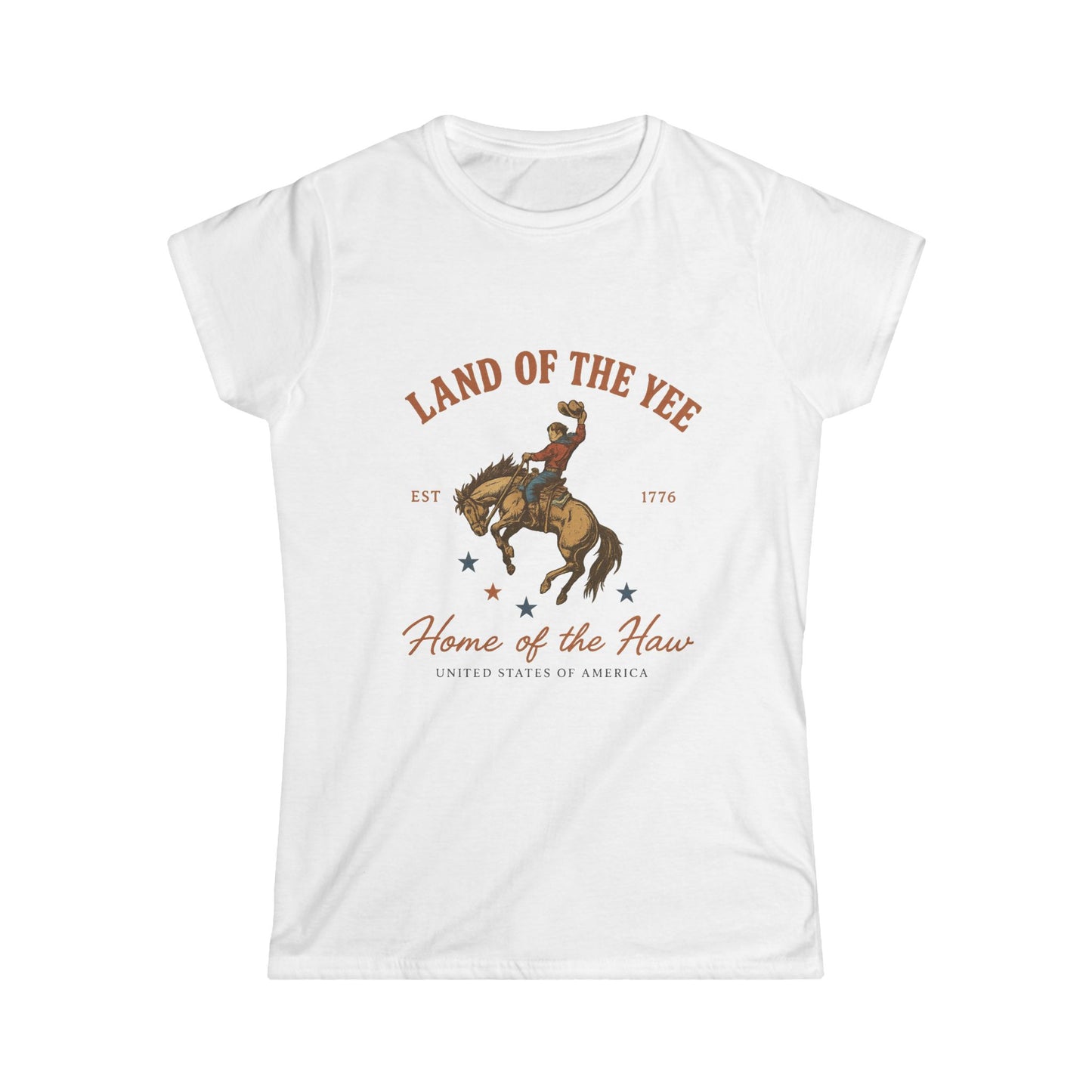 Land of the Yee, Home of the Haw Womens Tee (front design) – American Pride Shirt